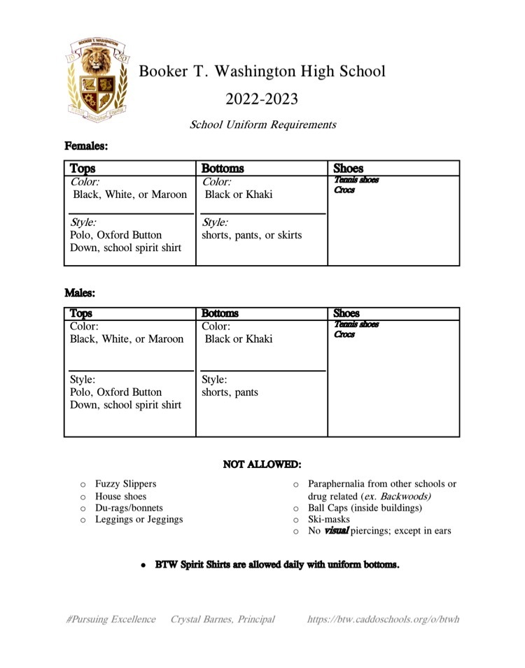 22-23 School Uniform Requirements 
