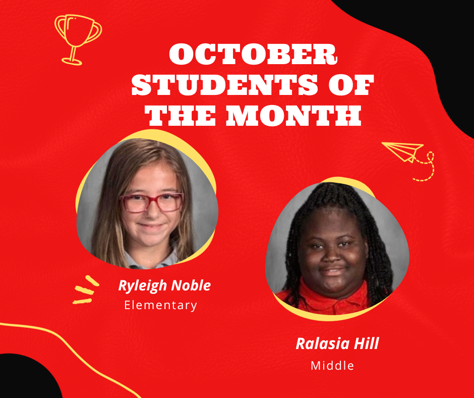 October students of the month named north caddo elementary middle