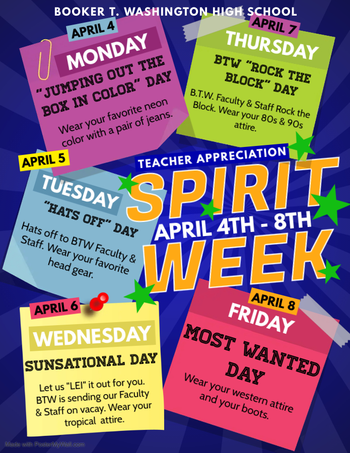 21-22 Teacher Appreciation Week - Spirit Week