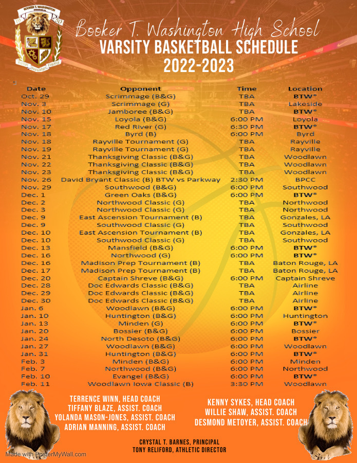 22-23 Varsity Boys & Girls Basketball Schedule 🏀