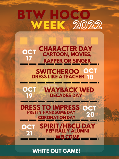 BTW HOCO Week 2022 Spirit Week