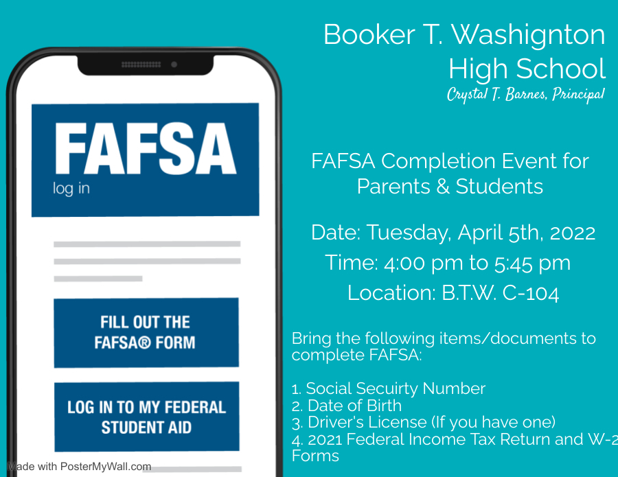 April 5th FAFSA Completion Event at B.T.W.