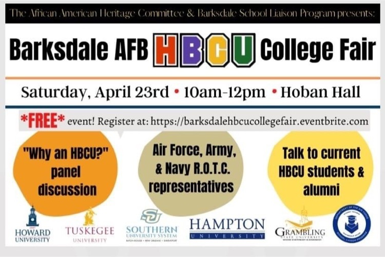 BAFB is hosting an HBCU college fair – info is below and attached.  