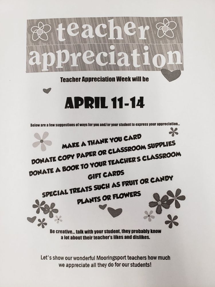 Teacher Appreciation Week Mooringsport Elementary