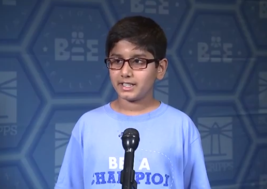 student competing in Scripp's National Spelling Bee