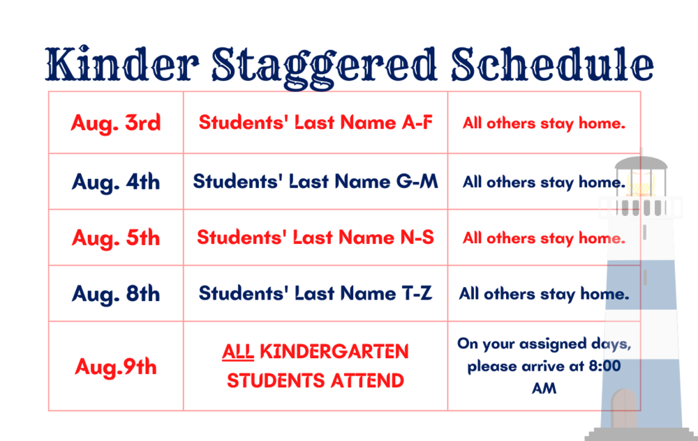 Kindergarten Staggered Schedule