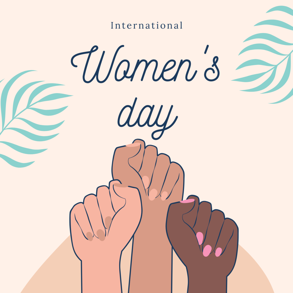 photo of diverse women's fist in celebration of International Women's Day