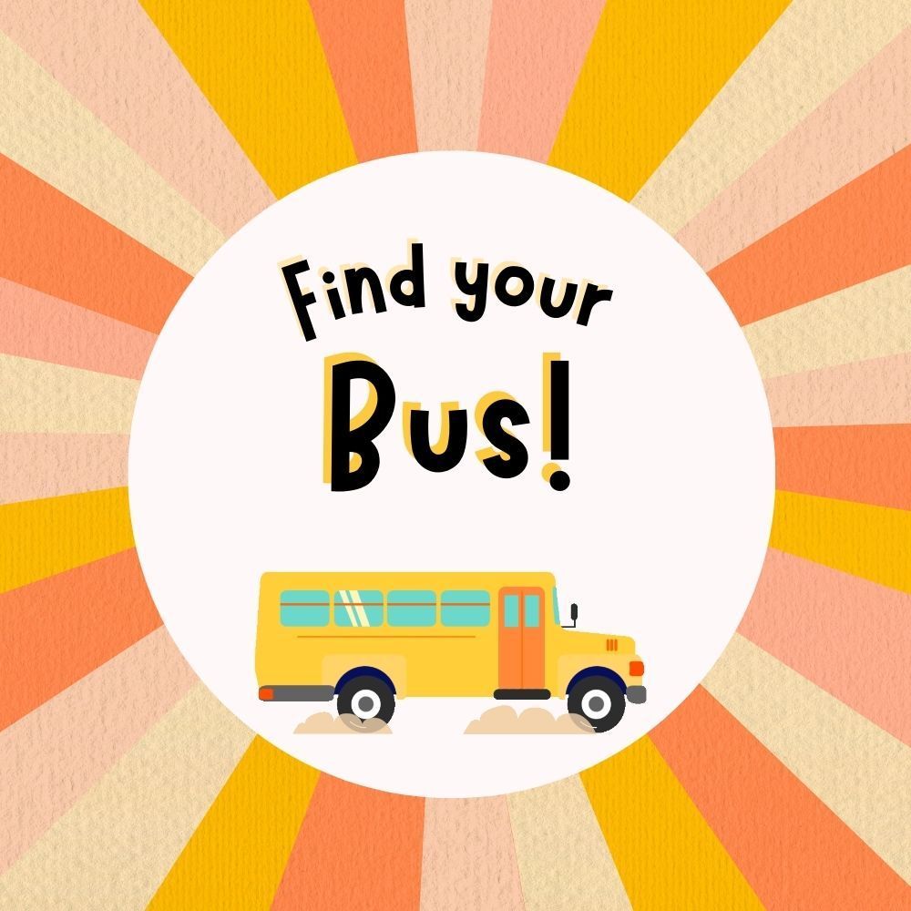 image of a school bus with the words find your bus