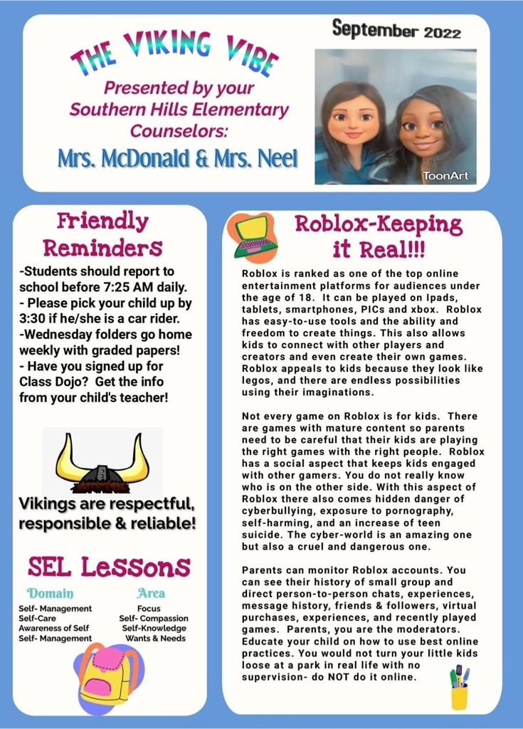 The Viking Vibe: Southern Hills Elementary Counselor News Letter